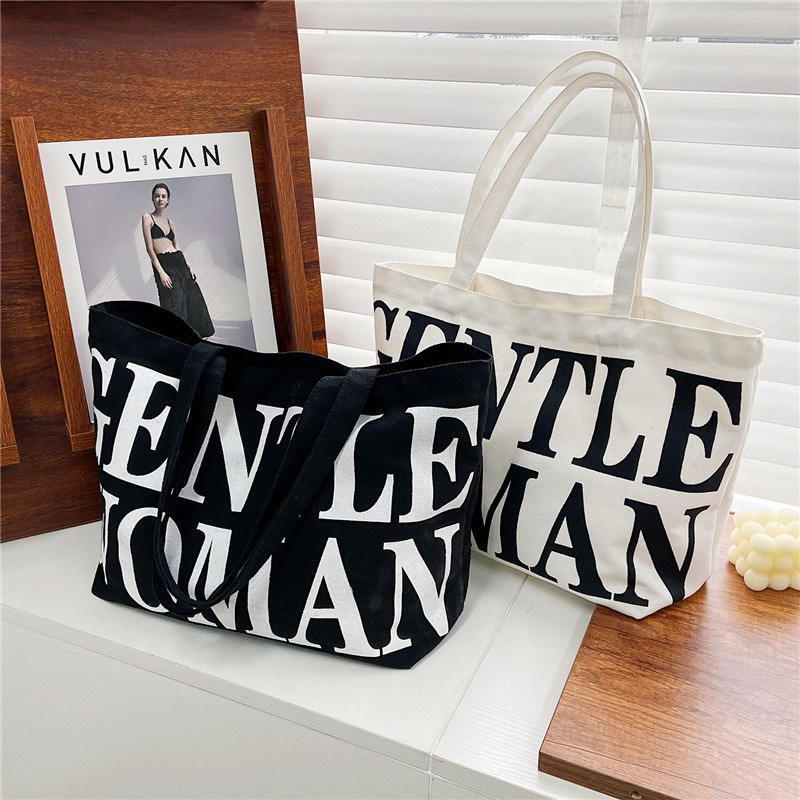 Cotton canvas tote bag with zipper closure