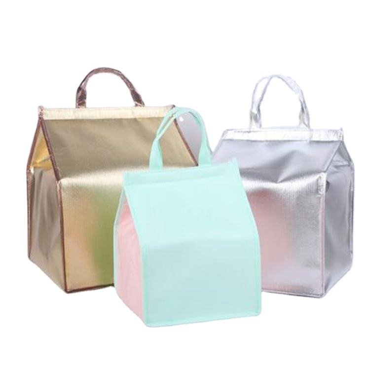 Hook-and-Loop Closure Takeaway Non-Woven Insulated Cooler Bag OEM - front view
