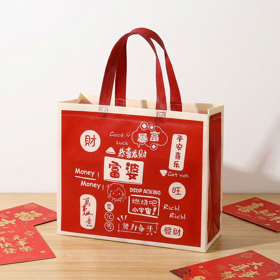 Non-Woven Box-Style Tote Bag – Custom-Print Reusable OEM - front view