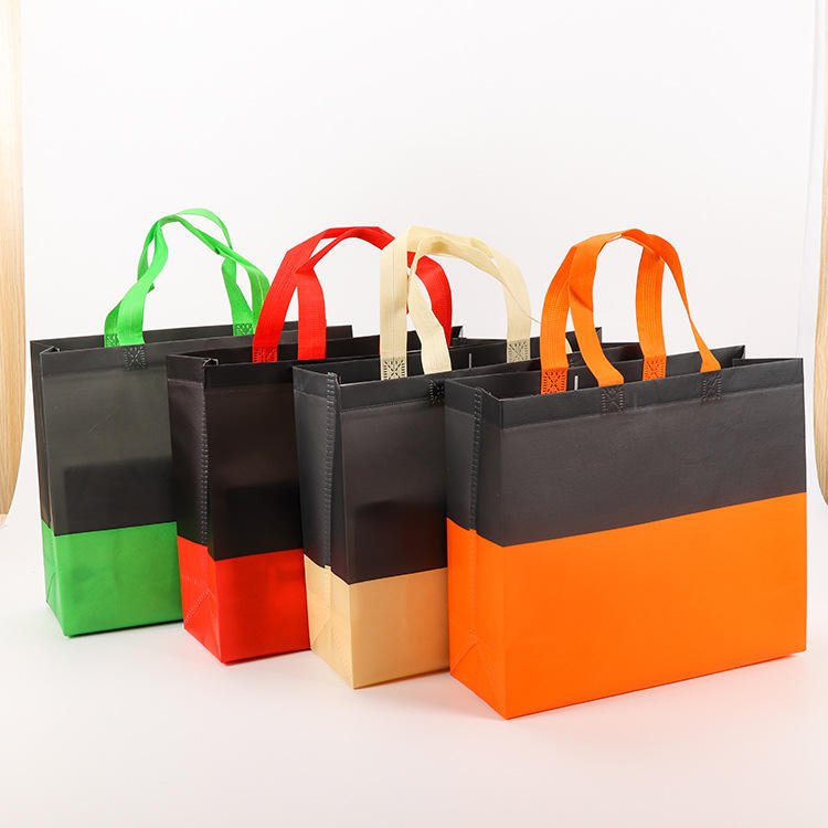 Non-woven box bag reinforced handle detail